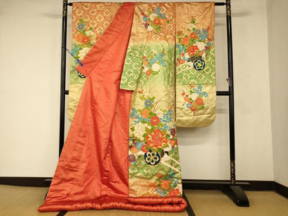 平和屋本店●色打掛　和装　婚礼　結婚式　花嫁　神社挙式　駒刺繍　吉祥花車文　暈し染め　金糸　金彩　逸品　AABM0851fw