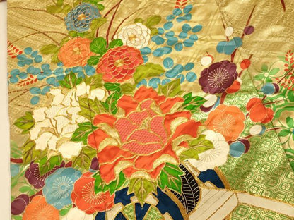 平和屋本店●色打掛　和装　婚礼　結婚式　花嫁　神社挙式　駒刺繍　吉祥花車文　暈し染め　金糸　金彩　逸品　AABM0851fw
