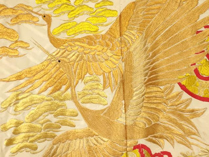 平和屋本店●色打掛　和装　婚礼　結婚式　花嫁　神社挙式　総刺繍　飛鶴花鼓松文　金銀糸　逸品　AABM0852fw