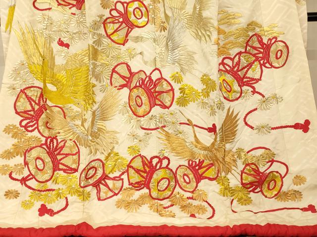 平和屋本店●色打掛　和装　婚礼　結婚式　花嫁　神社挙式　総刺繍　飛鶴花鼓松文　金銀糸　逸品　AABM0852fw