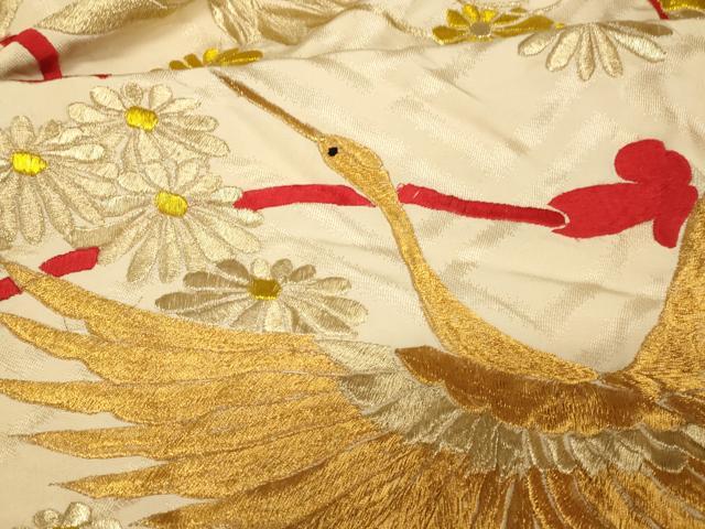 平和屋本店●色打掛　和装　婚礼　結婚式　花嫁　神社挙式　総刺繍　飛鶴花鼓松文　金銀糸　逸品　AABM0852fw