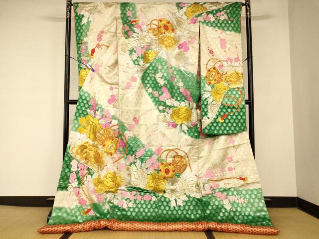 平和屋本店●色打掛　和装　婚礼　結婚式　花嫁　神社挙式　枝梅花鼓文　暈し染め　金銀糸　逸品　AABM0857fw