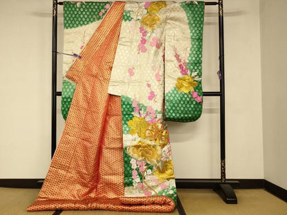 平和屋本店●色打掛　和装　婚礼　結婚式　花嫁　神社挙式　枝梅花鼓文　暈し染め　金銀糸　逸品　AABM0857fw