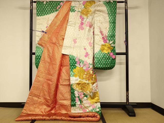 平和屋本店●色打掛　和装　婚礼　結婚式　花嫁　神社挙式　枝梅花鼓文　暈し染め　金銀糸　逸品　AABM0857fw