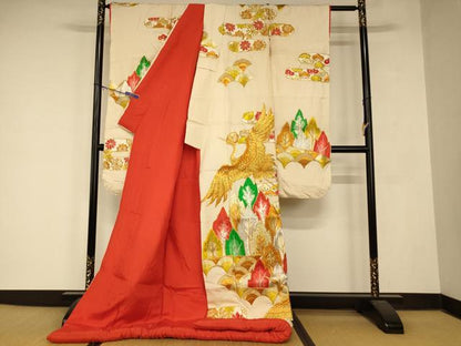 平和屋本店●色打掛　和装　婚礼　結婚式　花嫁　神社挙式　駒刺繍　飛鶴樹林文　松　金銀糸　逸品　AABM0859fw