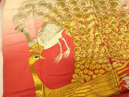 平和屋本店●色打掛　和装　婚礼　結婚式　花嫁　神社挙式　刺繍　孔雀霞文　暈し染め　金銀糸　逸品　AABM0860fw