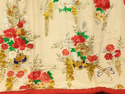 平和屋本店●色打掛　和装　婚礼　結婚式　花嫁　神社挙式　刺繍　花車文　藤の花　金銀糸　逸品　AABM0861fw