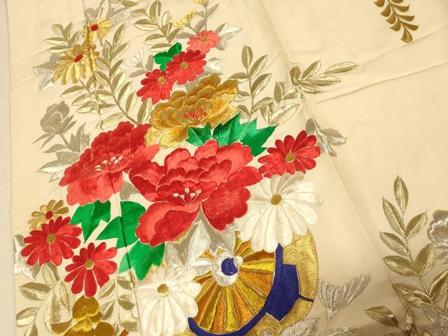 平和屋本店●色打掛　和装　婚礼　結婚式　花嫁　神社挙式　刺繍　花車文　藤の花　金銀糸　逸品　AABM0861fw