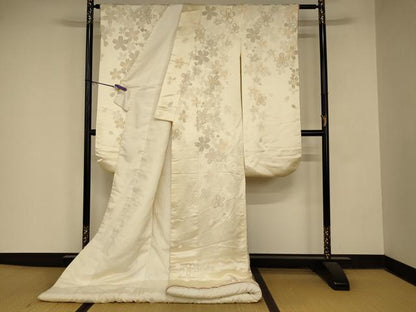 平和屋本店●白打掛　白無垢　和装　婚礼　結婚式　花嫁　神社挙式　唐織　舞花文　金銀糸　逸品　AABM0862fw