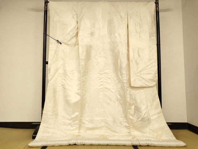 平和屋本店●白打掛　白無垢　和装　婚礼　結婚式　花嫁　神社挙式　唐織　飛鶴御所車草花文　逸品　AABM0863fw