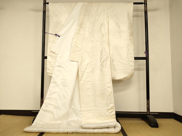 平和屋本店●白打掛　白無垢　和装　婚礼　結婚式　花嫁　神社挙式　唐織　飛鶴御所車草花文　逸品　AABM0863fw