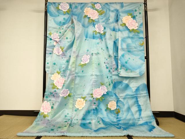 平和屋本店●お引きずり・お引き摺り・引き振袖 和装 結婚式 舞妓 芸妓 芸者 衣装 大小あられ オーガンジー 金彩 逸品 AABM0866fw