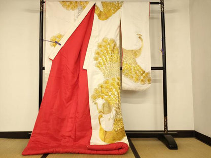 平和屋本店●色打掛　和装　婚礼　結婚式　花嫁　神社挙式　刺繍　孔雀文　金銀糸　逸品　AABM0871fw