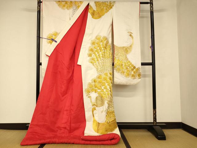 平和屋本店●色打掛　和装　婚礼　結婚式　花嫁　神社挙式　刺繍　孔雀文　金銀糸　逸品　AABM0871fw