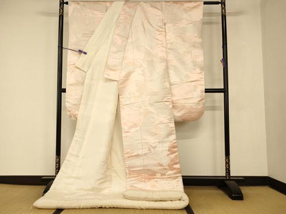 平和屋本店●色打掛　和装　婚礼　結婚式　花嫁　神社挙式　唐織　飛鶴流水七宝枝梅文　銀糸　逸品　AABM0872fw