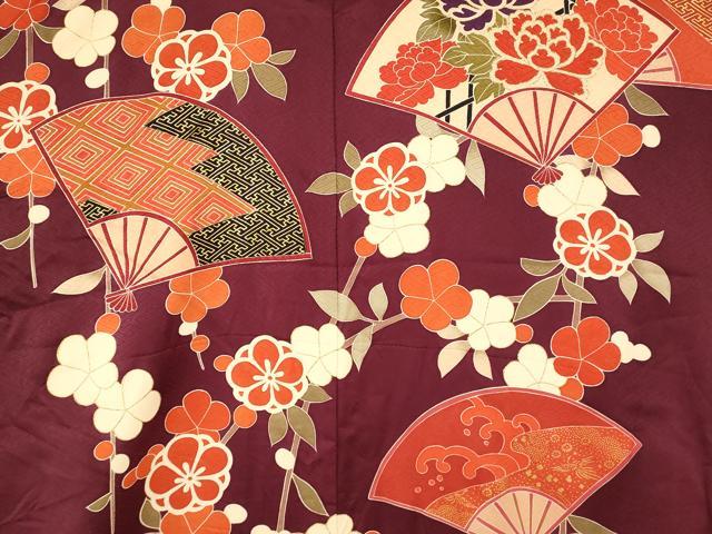 平和屋本店●お引きずり・お引き摺り・引き振袖 和装 結婚式 舞妓 芸妓 芸者 衣装 刺繍 枝垂れ梅吉祥扇子文 金銀彩 逸品 AABM0875fw