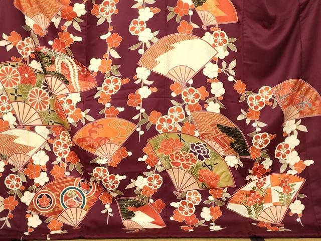 平和屋本店●お引きずり・お引き摺り・引き振袖 和装 結婚式 舞妓 芸妓 芸者 衣装 刺繍 枝垂れ梅吉祥扇子文 金銀彩 逸品 AABM0875fw