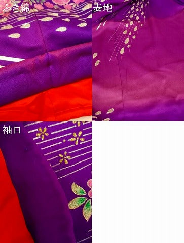 平和屋本店●お引きずり・お引き摺り・引き振袖　和装　結婚式　舞妓　芸妓　芸者　衣装　孔雀草花文　暈し染め　金銀彩　逸品　AABM0878fw