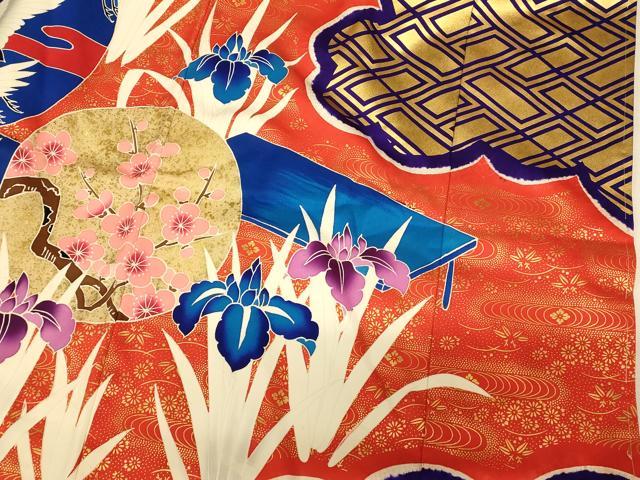平和屋本店●お引きずり・お引き摺り・引き振袖　和装　結婚式　舞妓　芸妓　芸者　衣装　絞り　枝梅鶴丸文　金彩　逸品　AABM0879fw