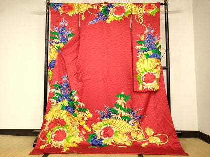 平和屋本店●お引きずり・お引き摺り・引き振袖 和装 結婚式 舞妓 芸妓 芸者 衣装 駒刺繍 梅竹扇子文 金銀糸 金彩 逸品 AABM0882fw