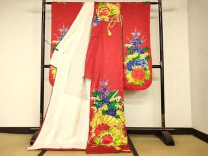 平和屋本店●お引きずり・お引き摺り・引き振袖 和装 結婚式 舞妓 芸妓 芸者 衣装 駒刺繍 梅竹扇子文 金銀糸 金彩 逸品 AABM0882fw