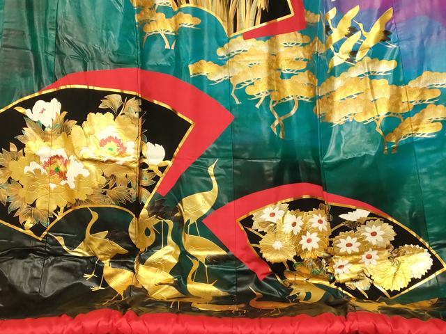 平和屋本店●本手描友禅作家　秋山章　色打掛　和装　婚礼　結婚式　花嫁　神社挙式　飛鶴四季花地紙文　松　金銀彩　AABM0884fw