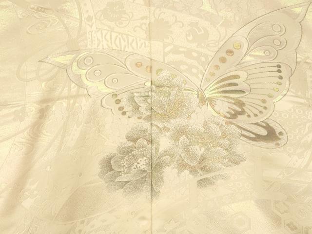 平和屋本店●西陣　高級美術織　白打掛　白無垢　和装　婚礼　結婚式　花嫁　神社挙式　唐織　段子九百地　胡蝶　銀糸　逸品　AABM0885fw