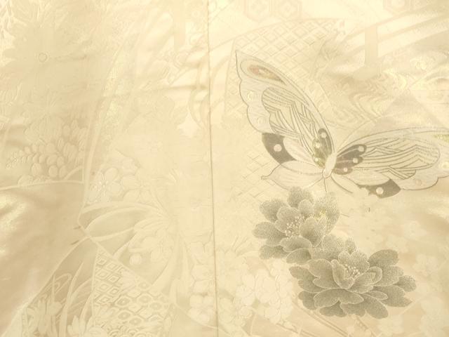 平和屋本店●西陣　高級美術織　白打掛　白無垢　和装　婚礼　結婚式　花嫁　神社挙式　唐織　段子九百地　胡蝶　銀糸　逸品　AABM0885fw