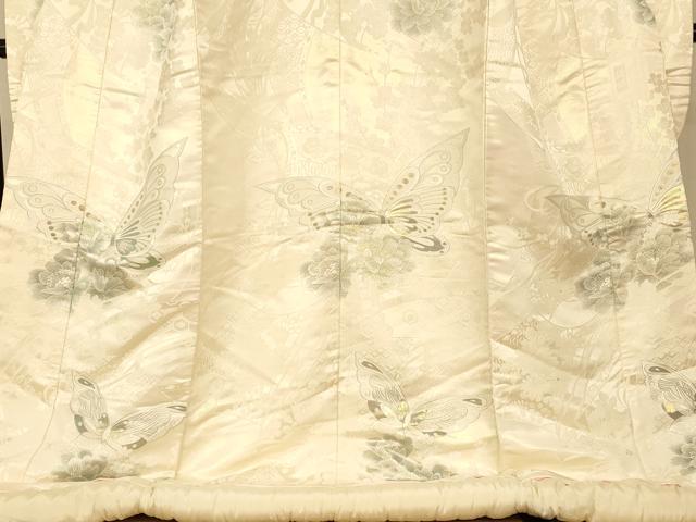 平和屋本店●西陣　高級美術織　白打掛　白無垢　和装　婚礼　結婚式　花嫁　神社挙式　唐織　段子九百地　胡蝶　銀糸　逸品　AABM0885fw