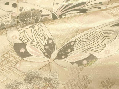 平和屋本店●西陣　高級美術織　白打掛　白無垢　和装　婚礼　結婚式　花嫁　神社挙式　唐織　段子九百地　胡蝶　銀糸　逸品　AABM0885fw