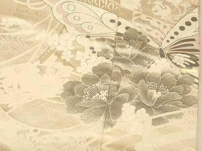 平和屋本店●西陣　高級美術織　白打掛　白無垢　和装　婚礼　結婚式　花嫁　神社挙式　唐織　段子九百地　胡蝶　銀糸　逸品　AABM0885fw