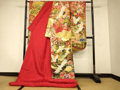 平和屋本店●色打掛　和装　婚礼　結婚式　花嫁　神社挙式　唐織　飛鶴枝梅松文　暈し染め　金糸　逸品　AABM0886fw