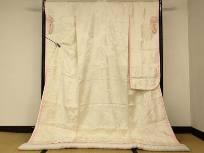 平和屋本店●白打掛　白無垢　和装　婚礼　結婚式　花嫁　神社挙式　唐織　鳳凰更紗花文　逸品　AABM0889fw