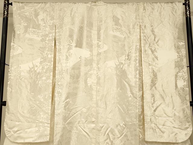 平和屋本店●白打掛　白無垢　和装　婚礼　結婚式　花嫁　神社挙式　唐織　飛鶴御所車流水文　逸品　AABM0892fw