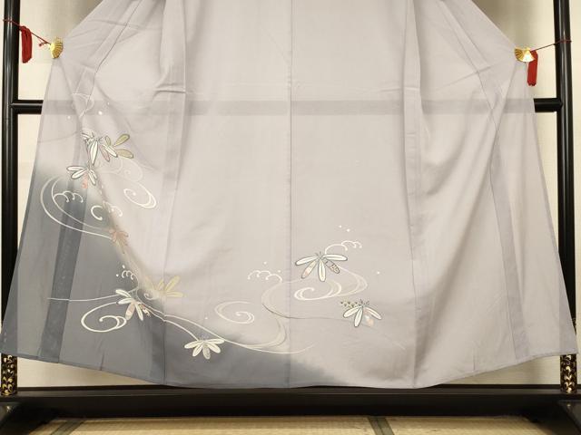 平和屋着物＊夏物　訪問着　絽　立波笹文　暈し染め　正絹　逸品　AABM1009jd
