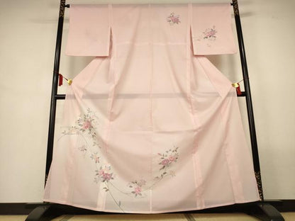 平和屋着物＊夏物　訪問着　絽　草花文　暈し染め　洗える着物　AABM1026jd