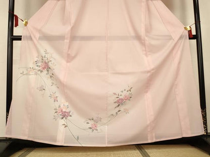 平和屋着物＊夏物　訪問着　絽　草花文　暈し染め　洗える着物　AABM1026jd