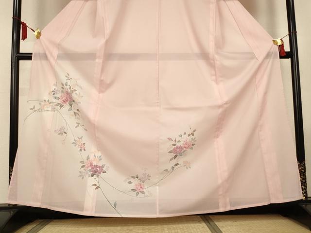平和屋着物＊夏物　訪問着　絽　草花文　暈し染め　洗える着物　AABM1026jd