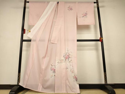 平和屋着物＊夏物　訪問着　絽　草花文　暈し染め　洗える着物　AABM1026jd