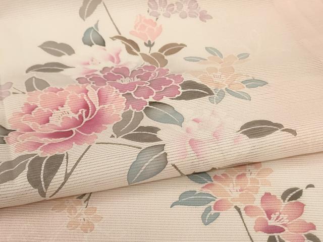 平和屋着物＊夏物　訪問着　絽　草花文　暈し染め　洗える着物　AABM1026jd