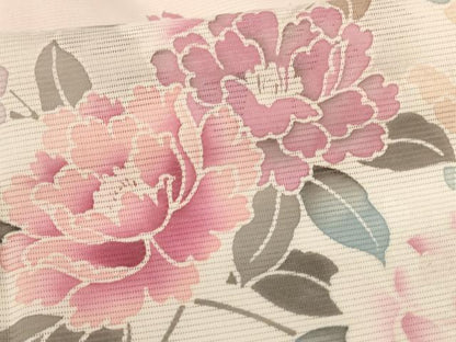 平和屋着物＊夏物　訪問着　絽　草花文　暈し染め　洗える着物　AABM1026jd