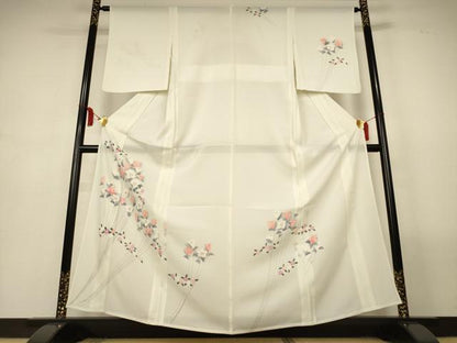 平和屋着物＊夏物　訪問着　絽　手描き　草花文　正絹　逸品　AABM1030jd
