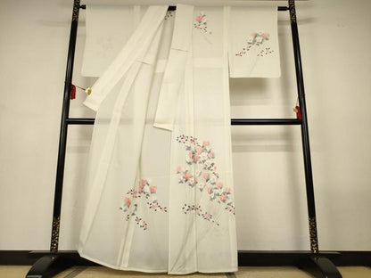 平和屋着物＊夏物　訪問着　絽　手描き　草花文　正絹　逸品　AABM1030jd
