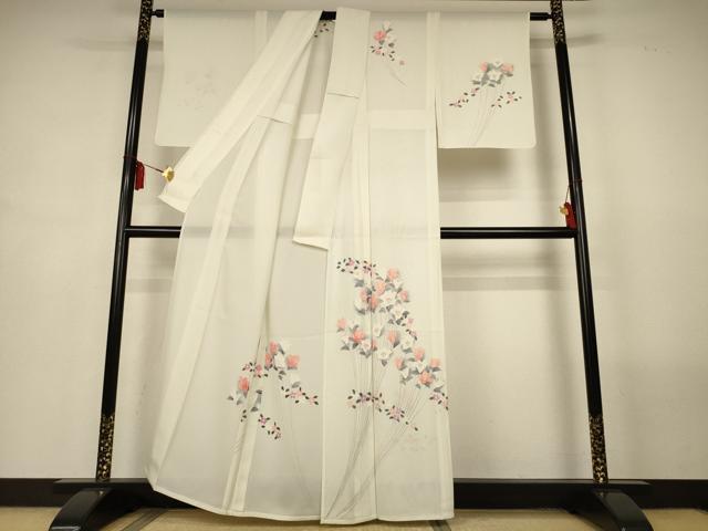 平和屋着物＊夏物　訪問着　絽　手描き　草花文　正絹　逸品　AABM1030jd