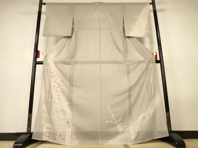 平和屋着物＊夏物　訪問着　刺繍　萩　暈し染め　銀糸　銀彩　正絹　逸品　AABM1031jd