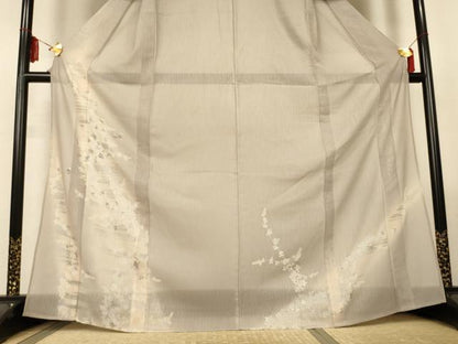 平和屋着物＊夏物　訪問着　刺繍　萩　暈し染め　銀糸　銀彩　正絹　逸品　AABM1031jd
