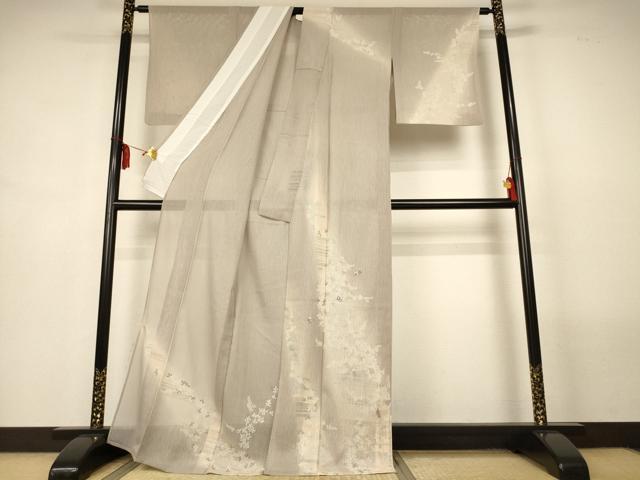 平和屋着物＊夏物　訪問着　刺繍　萩　暈し染め　銀糸　銀彩　正絹　逸品　AABM1031jd