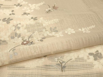 平和屋着物＊夏物　訪問着　刺繍　萩　暈し染め　銀糸　銀彩　正絹　逸品　AABM1031jd