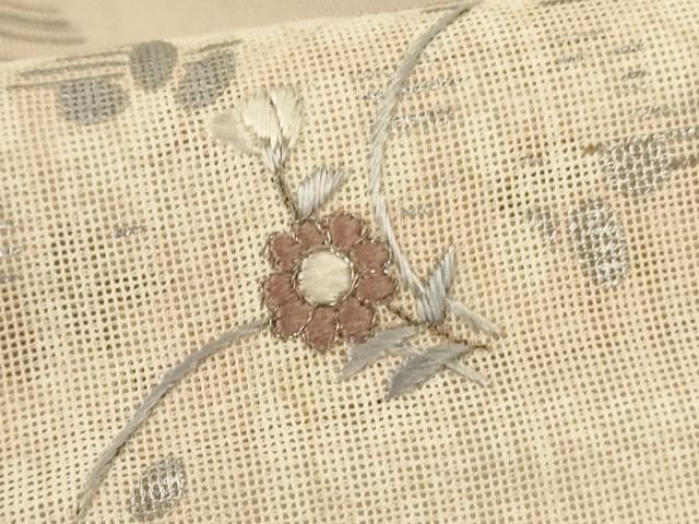 平和屋着物＊夏物　訪問着　刺繍　萩　暈し染め　銀糸　銀彩　正絹　逸品　AABM1031jd