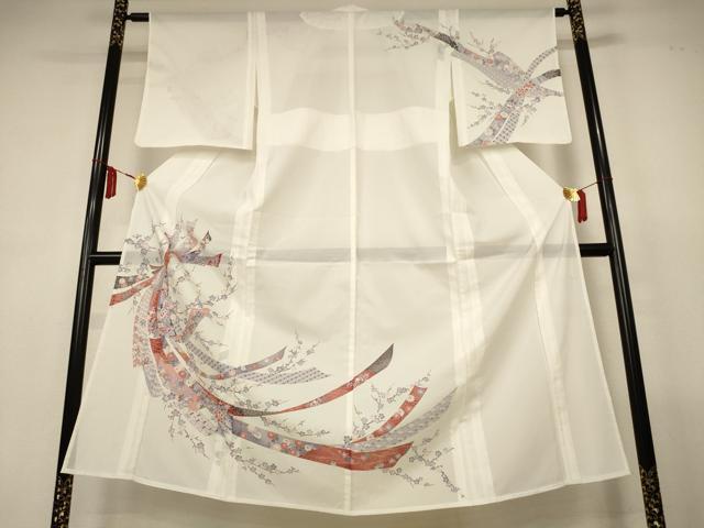 平和屋着物＊夏物　訪問着　絽　束ね熨斗花文　洗える着物　AABM1036jd